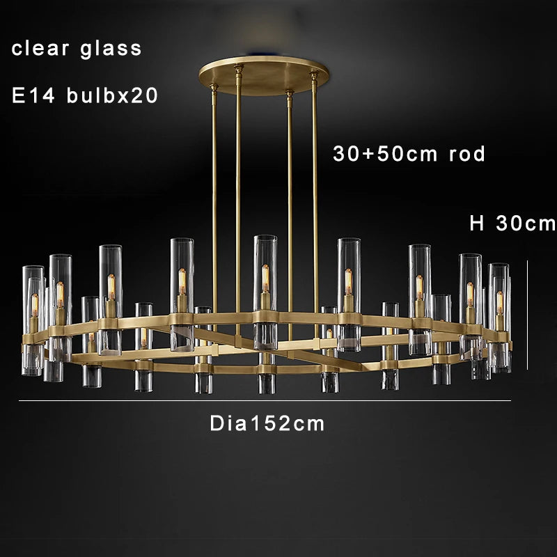 Modern Brass Round 24-Light Chandelier
