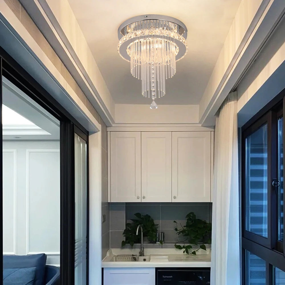 Crystal LED Pendant Chandelier with Stainless Steel Frame