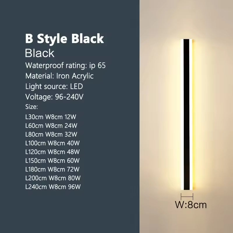 Outdoor Waterproof LED Strip Wall Lamp for Porch, Garden & Hallway