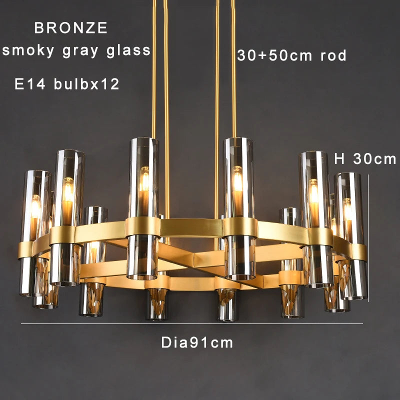 Modern Brass Round 24-Light Chandelier