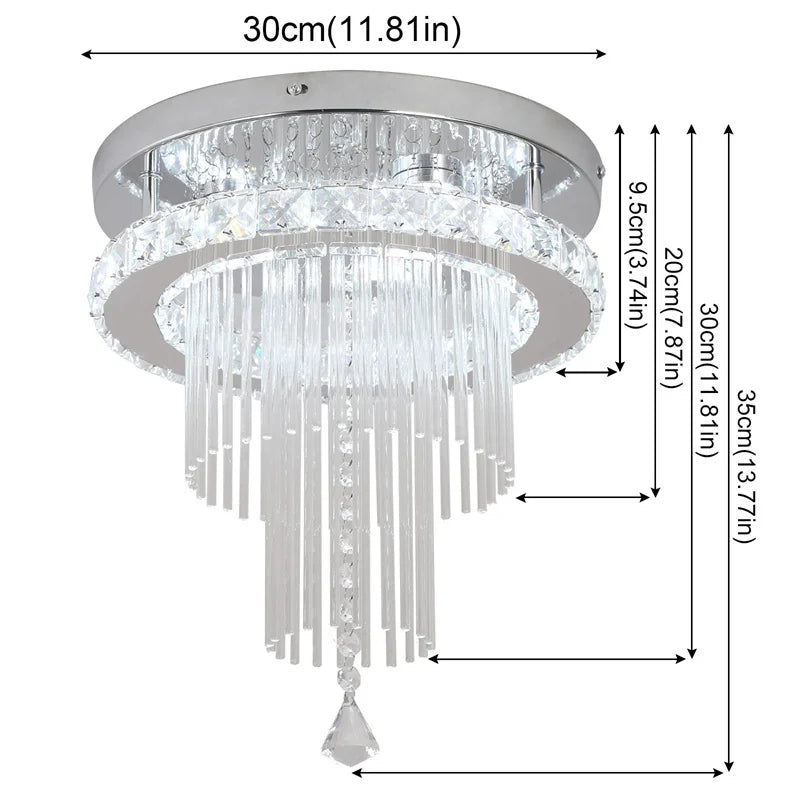 Round Crystal LED Ceiling Light | 30cm | Chrome | Dimmable | 4 Designs