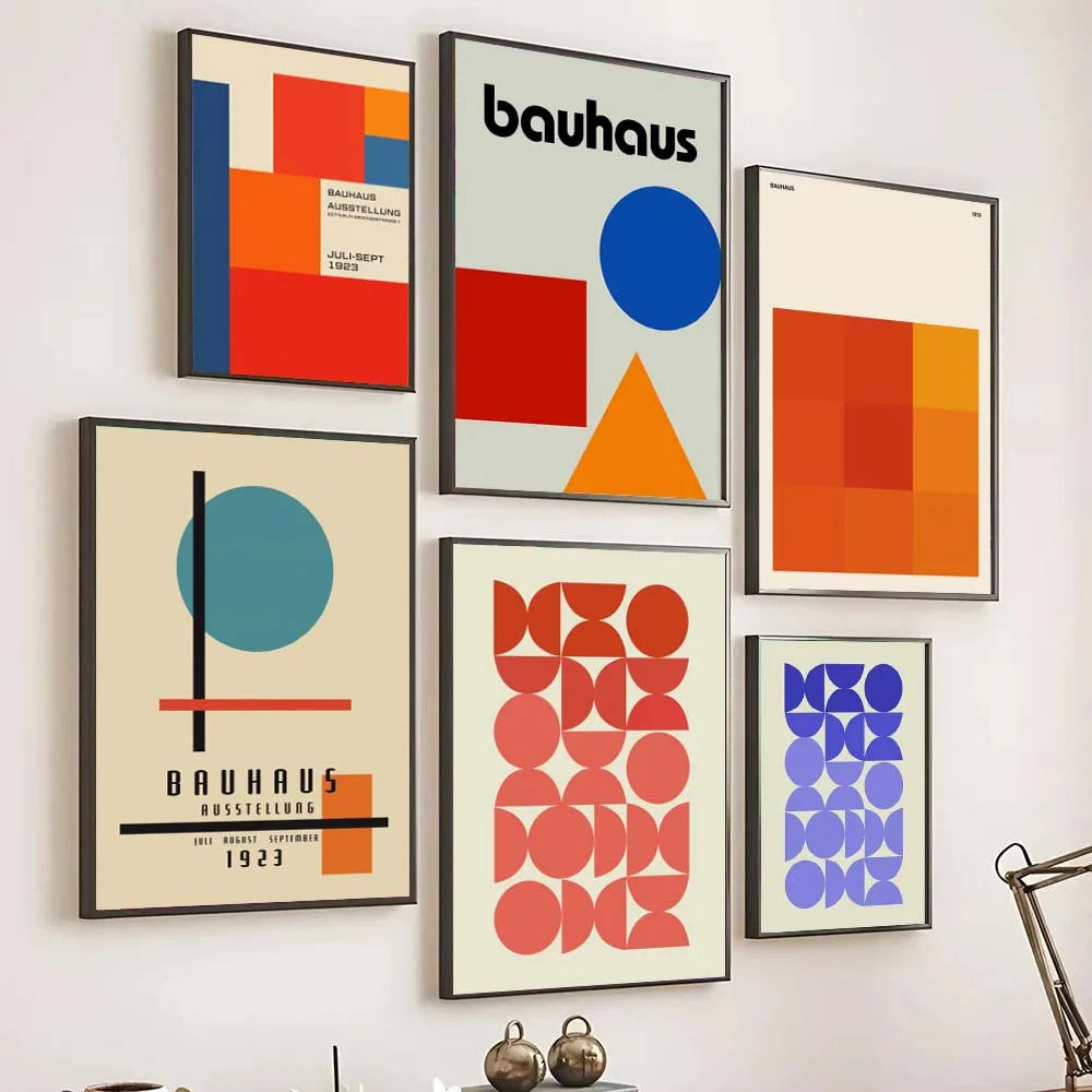Mid-Century Modern Bauhaus Abstract Geometric Wall Art