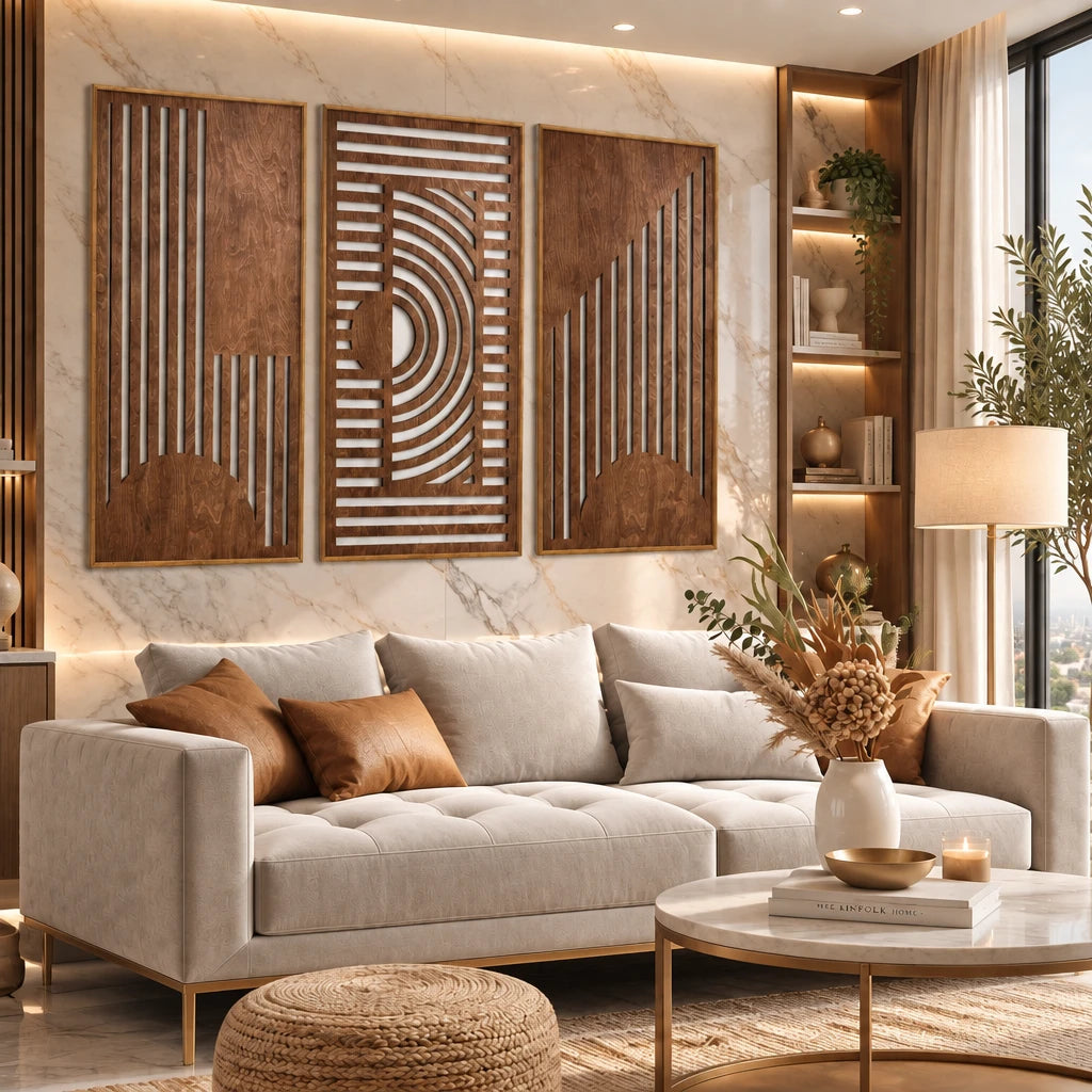 3-Piece Geometric Wood Wall Art Set