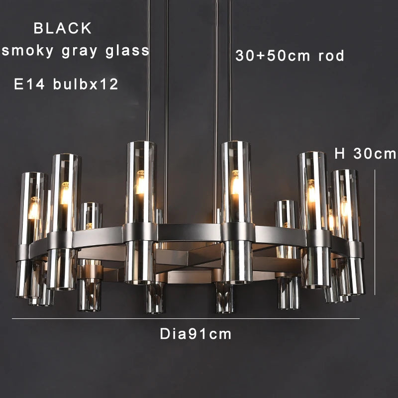 Modern Brass Round 24-Light Chandelier