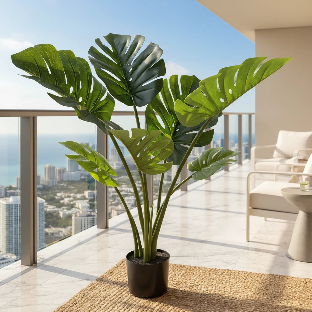 Artificial Monstera Plant with Decorative Pot