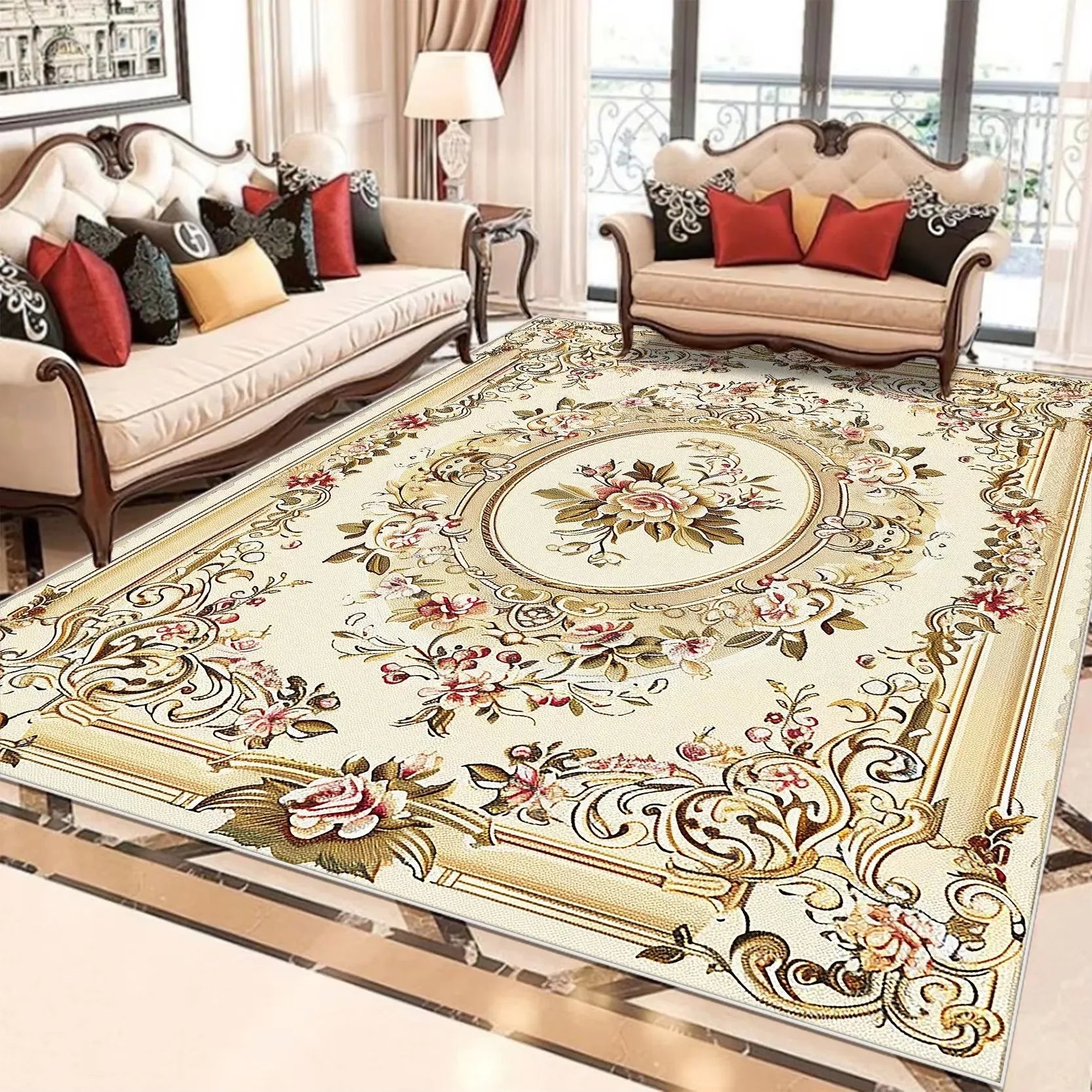 Floral Area Rug | Soft Flannel Carpet for Living Room, Bedroom & Hallway
