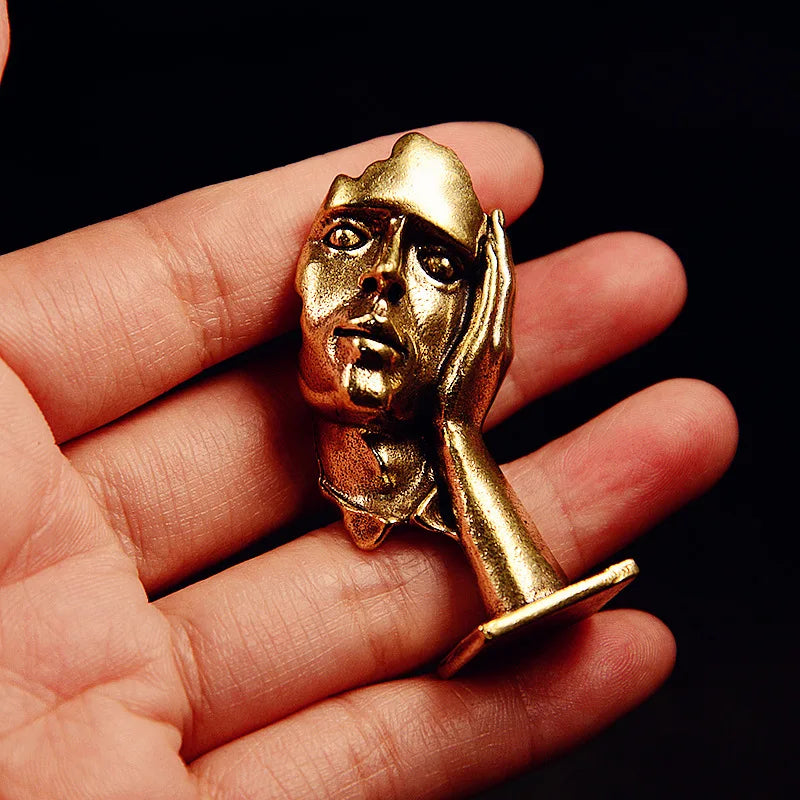 Abstract Metal Hand Face Figurine Sculpture