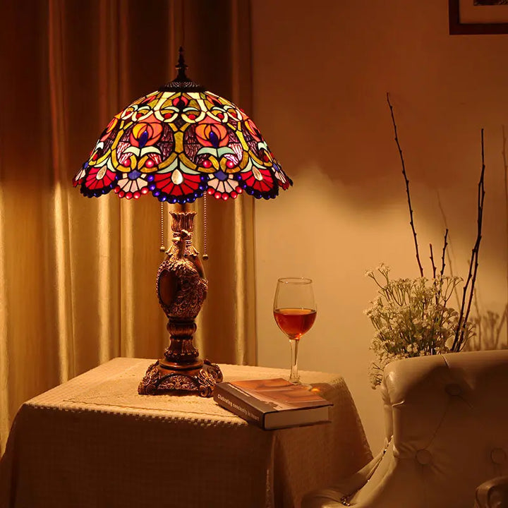Vintage Stained Glass Table Lamp