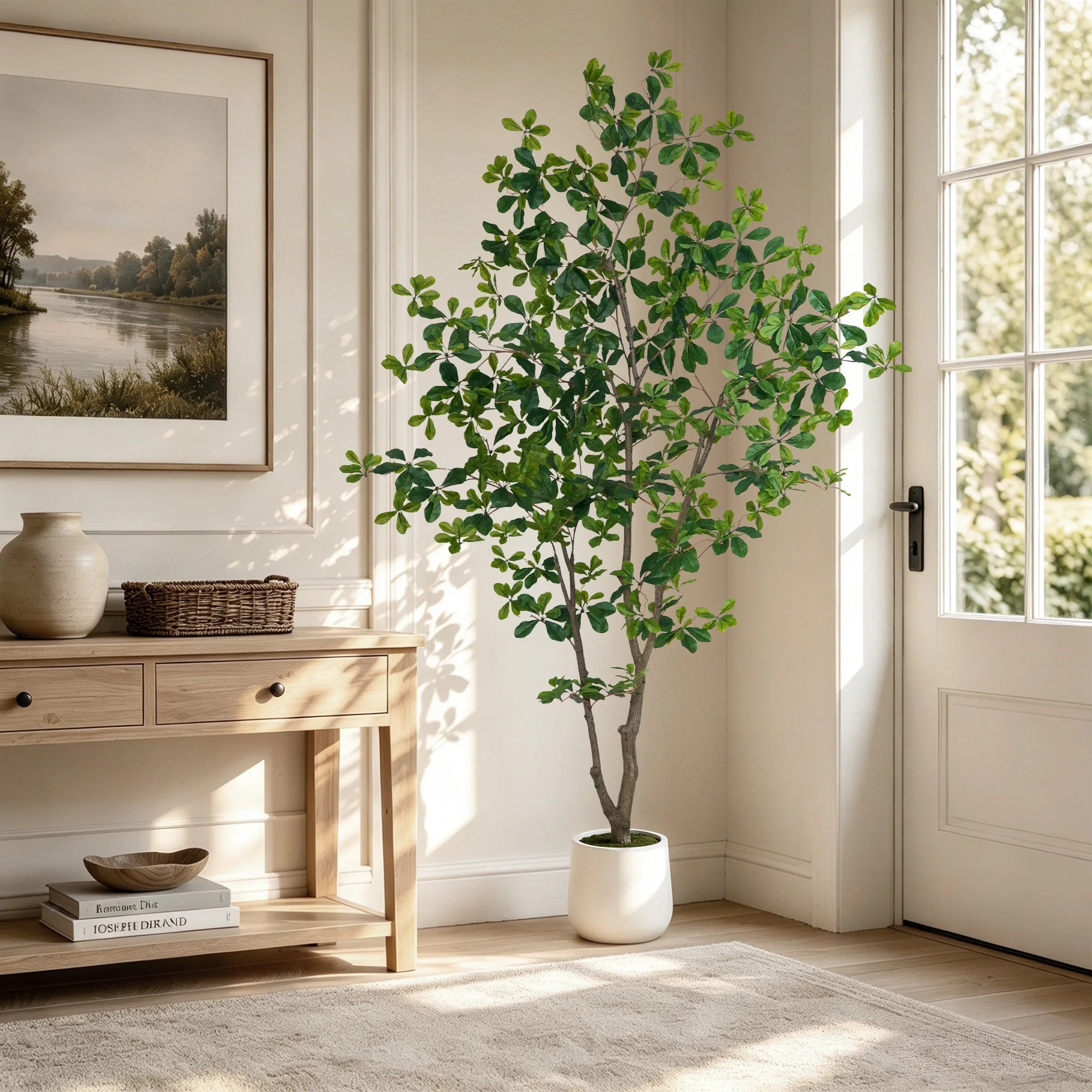 Faux Black Olive Tree in White Pot