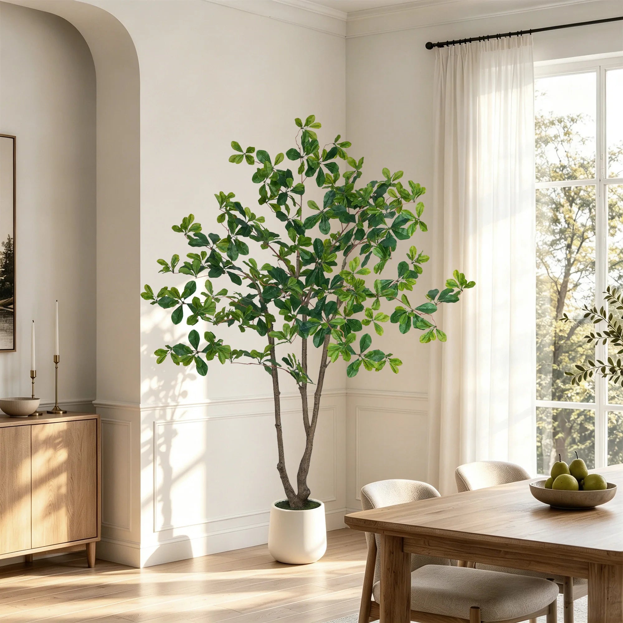 Faux Black Olive Tree in White Pot
