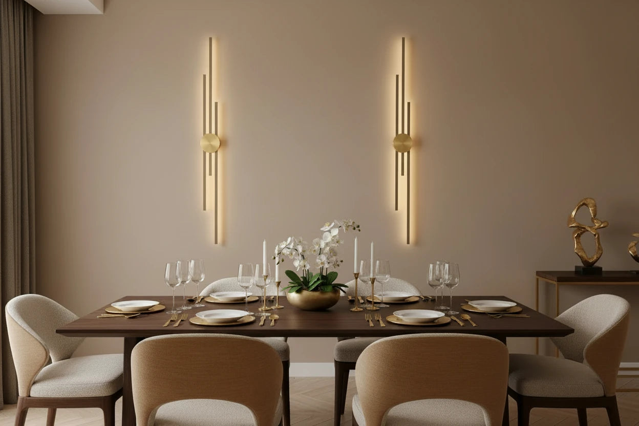 Modern Long LED Wall Lamp with Acrylic Shade in Black & Gold