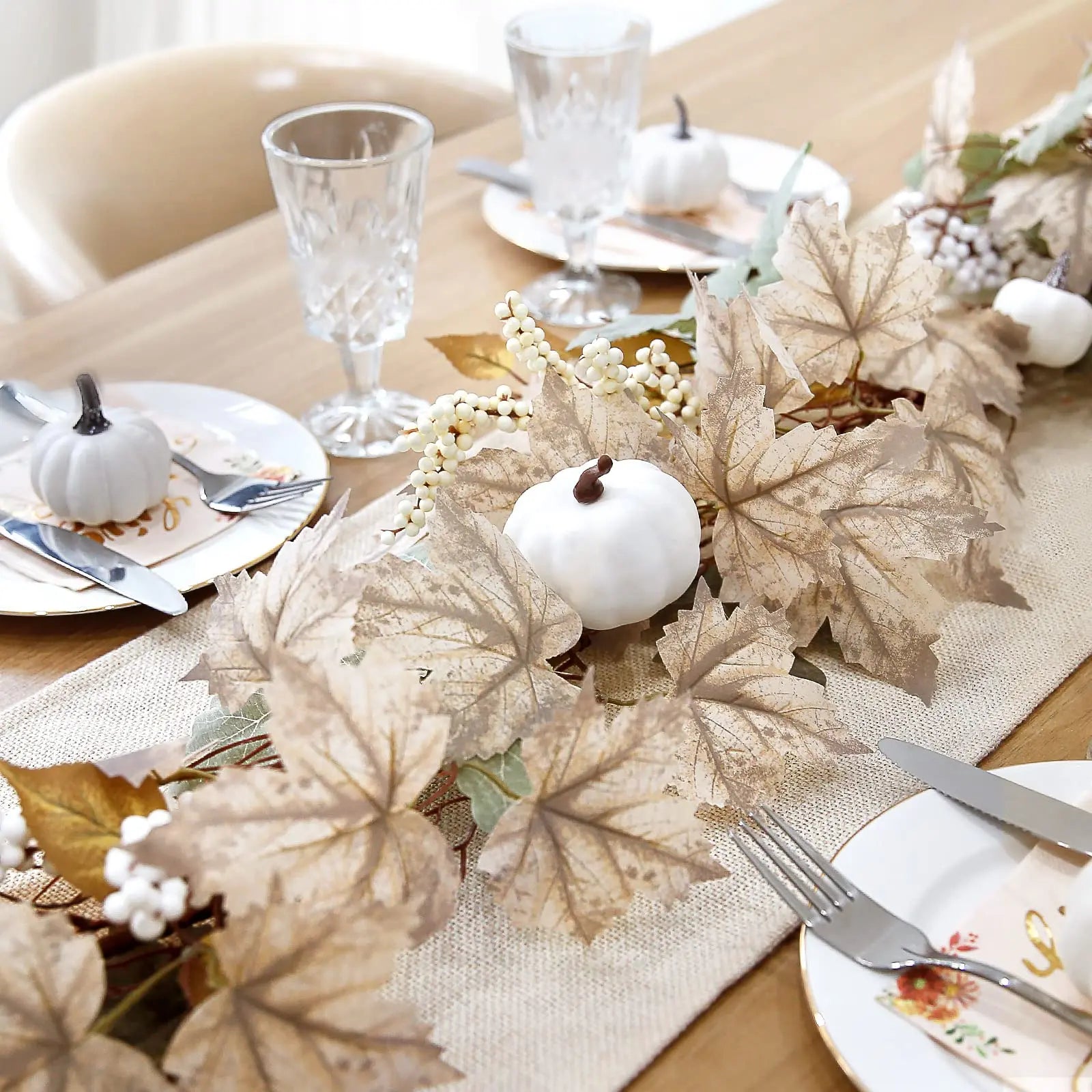 Autumn Maple Leaf & Pumpkin Garland – Fall Décor
