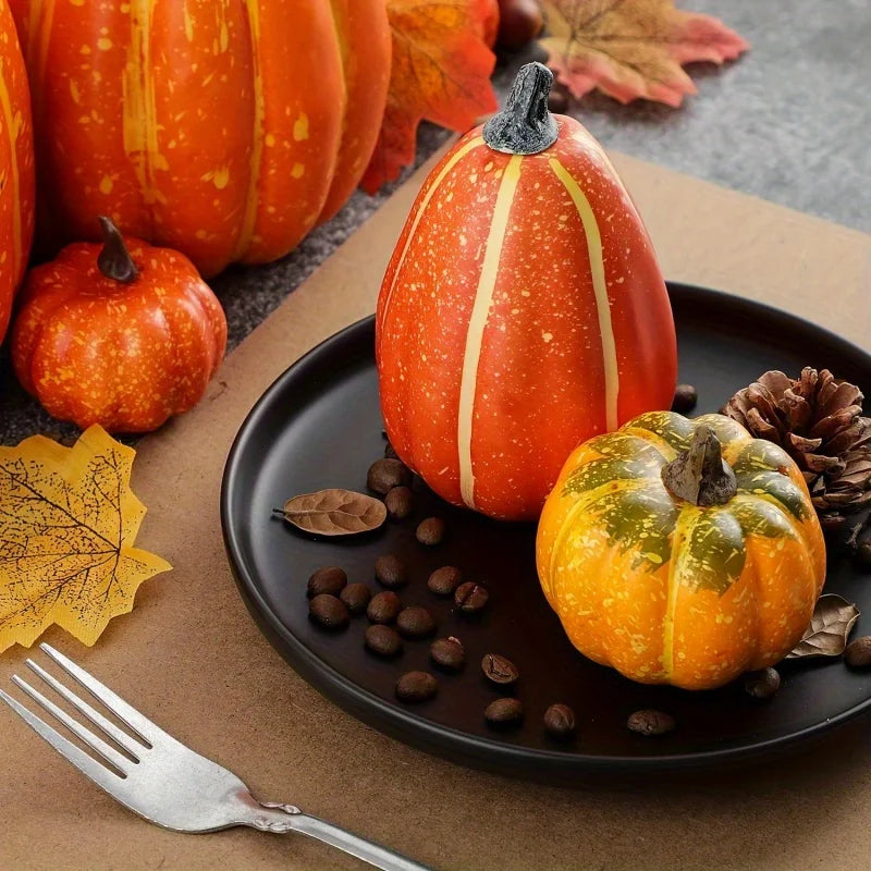 Artificial Pumpkin Set – 7 Piece Harvest Décor