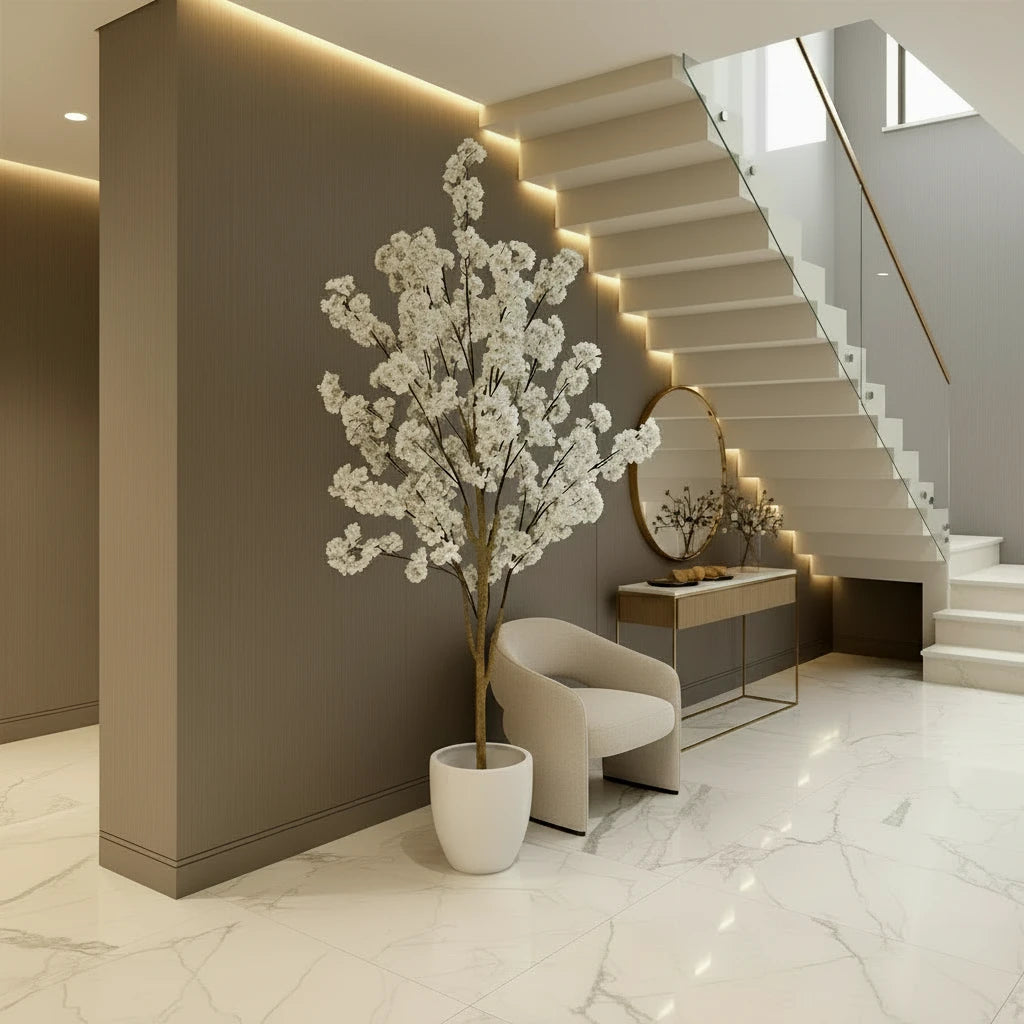 Artificial White Cherry Blossom Branch