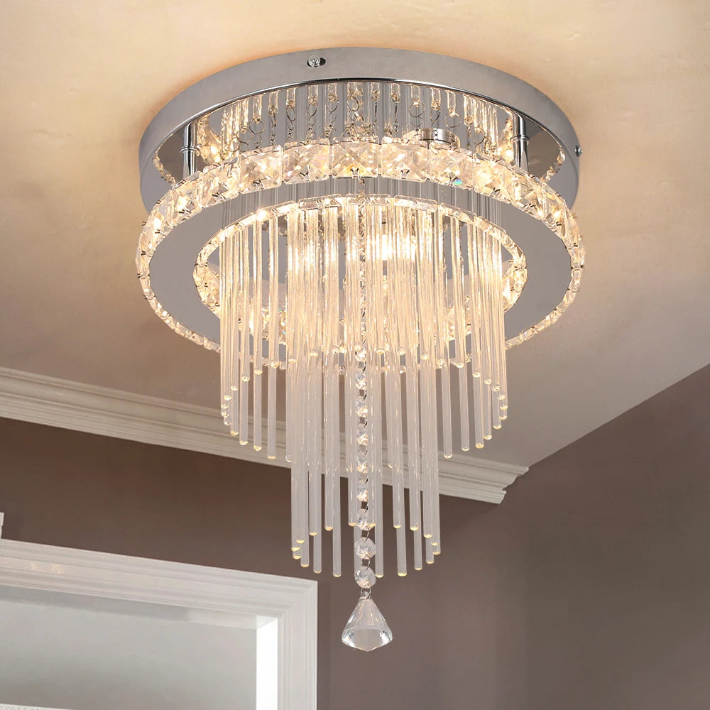 Crystal LED Pendant Chandelier with Stainless Steel Frame