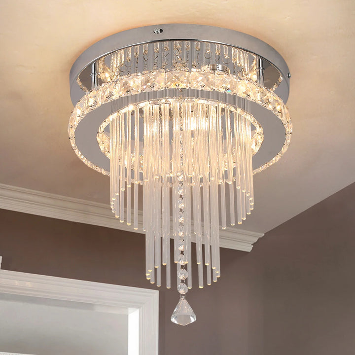 Crystal LED Pendant Chandelier with Stainless Steel Frame