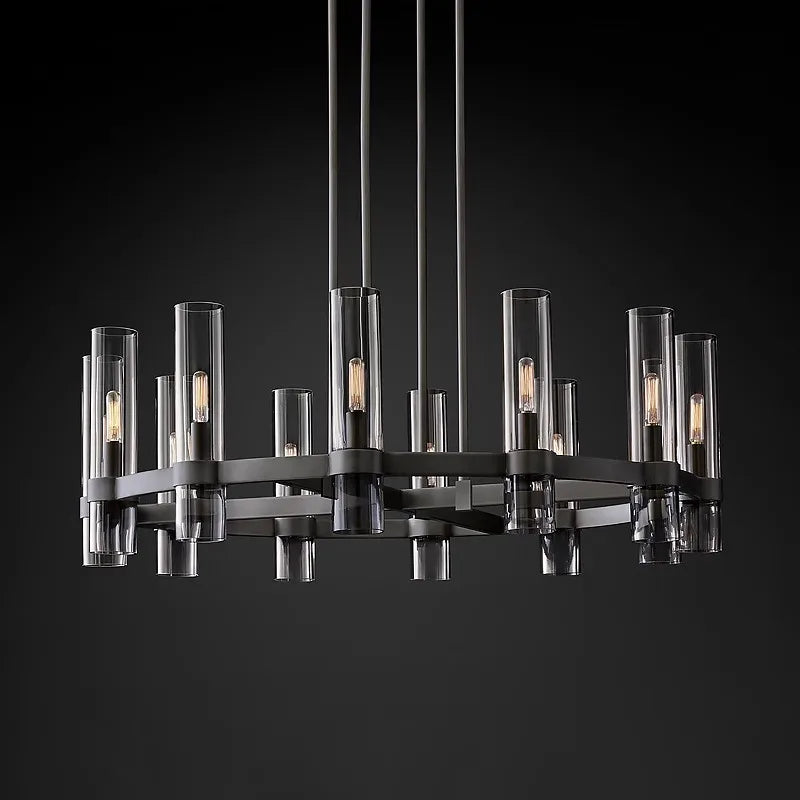 Modern Brass Round 24-Light Chandelier