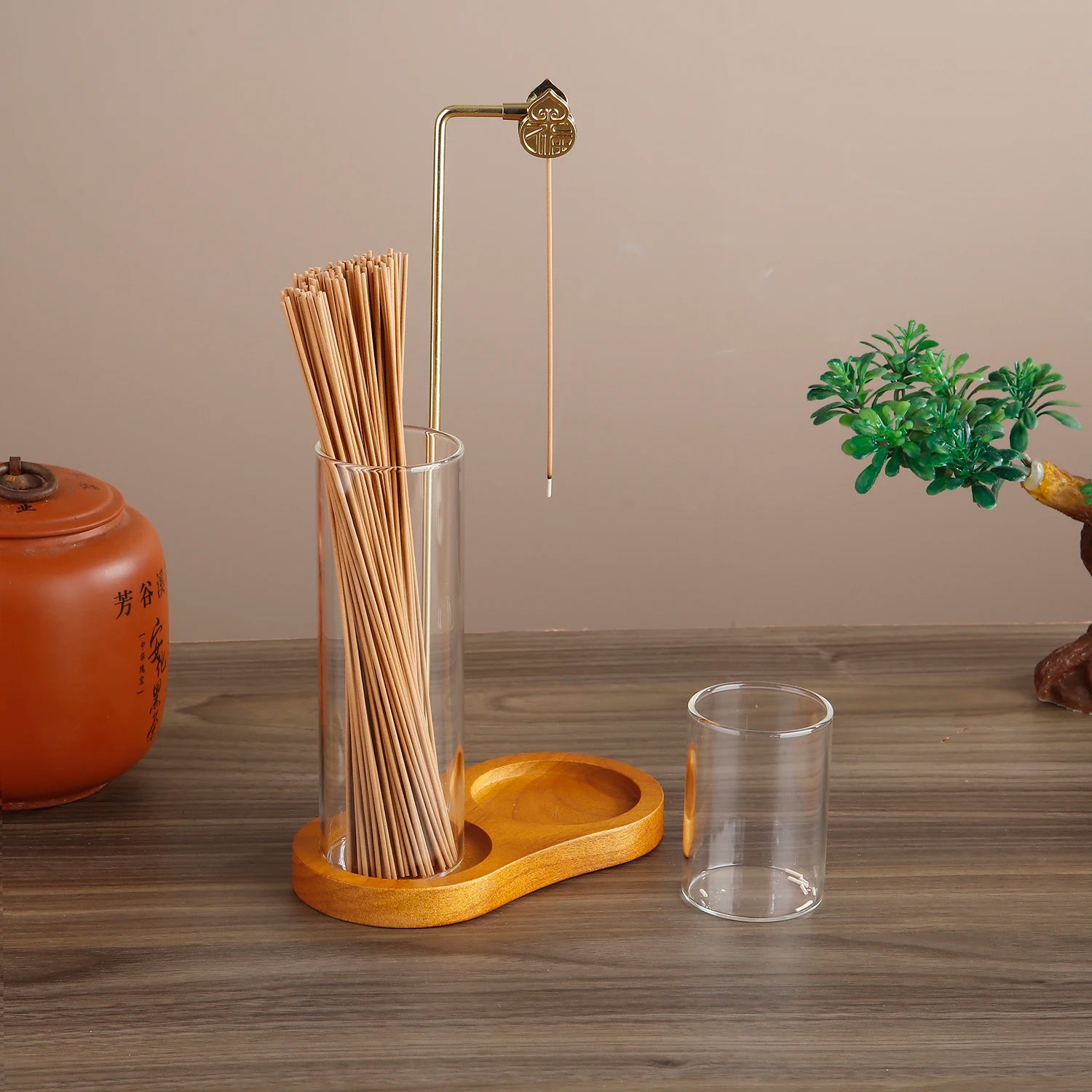 Glass Incense Holder Set | 2-in-1 Stick Burner with Ash Catcher