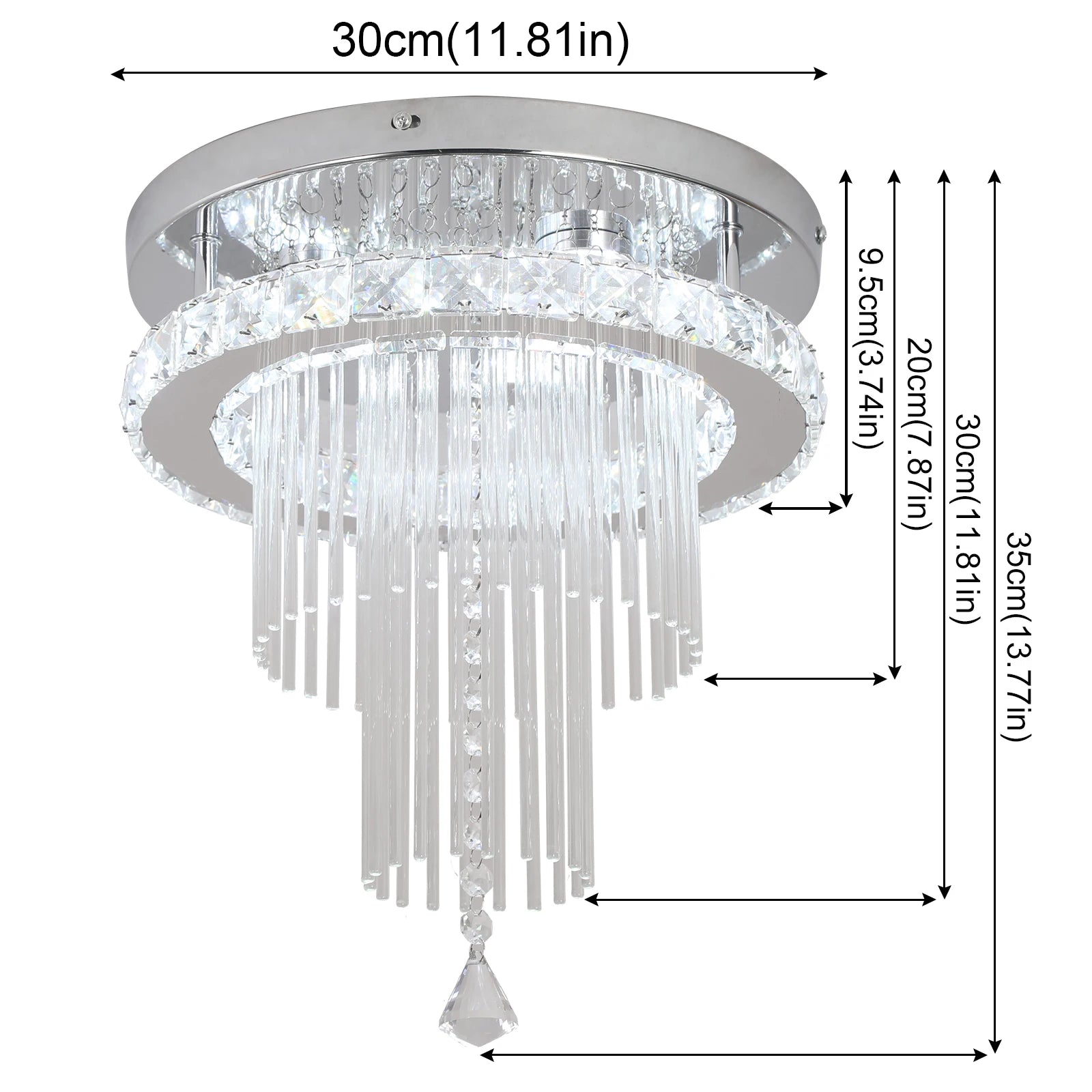 Crystal LED Pendant Chandelier with Stainless Steel Frame