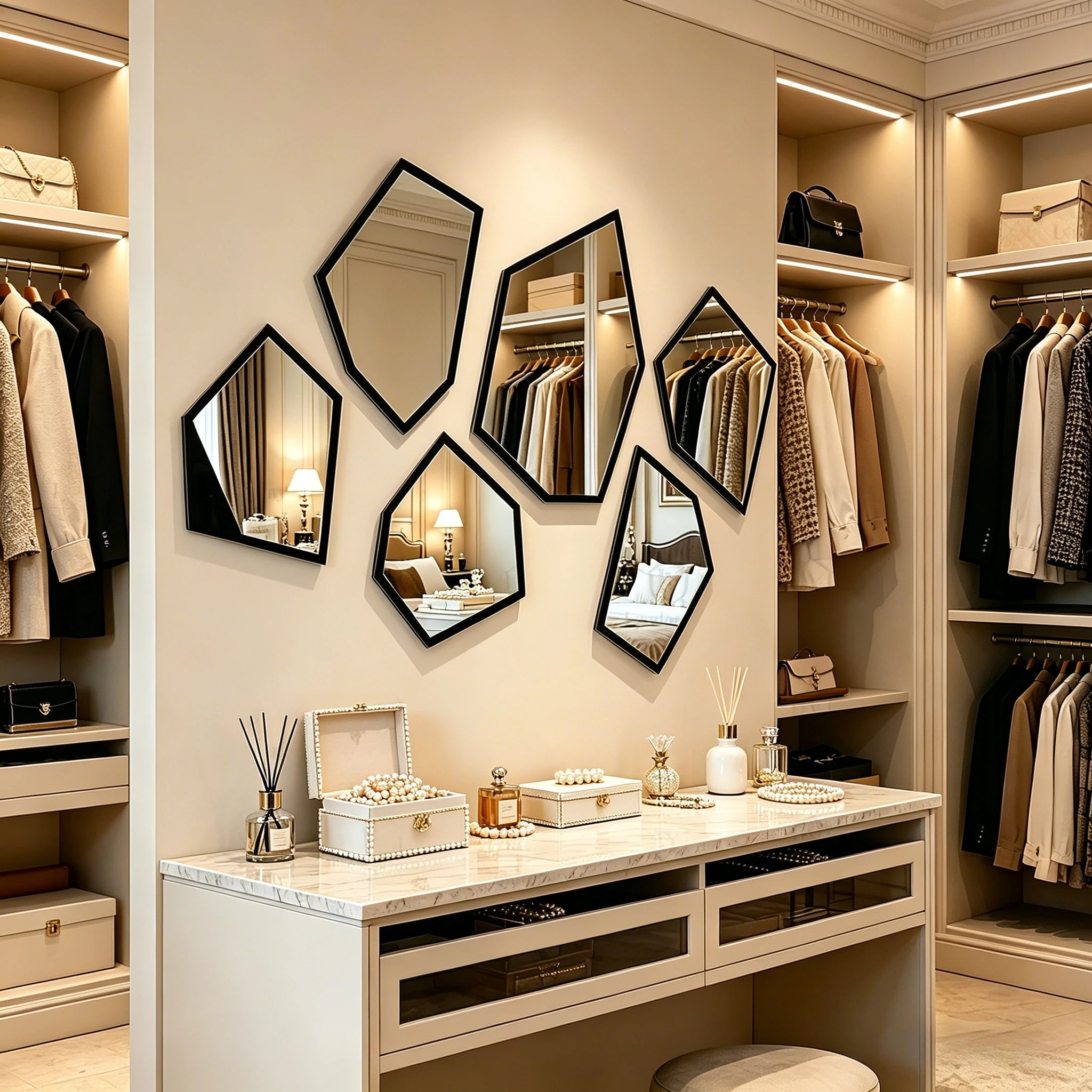 Acrylic Irregular Mirror Wall Decor Set