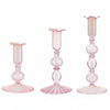 Glass Taper Candlestick Holders | Set of 3 Handmade Groovy & Wavy Styles for Home & Events