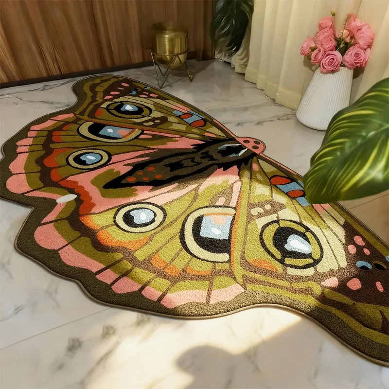 Retro Butterfly Print Area Rug