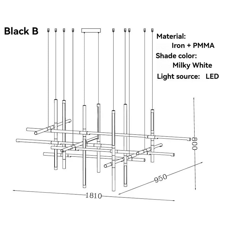 Modern Multi-Head LED Chandelier with Alloy Frame
