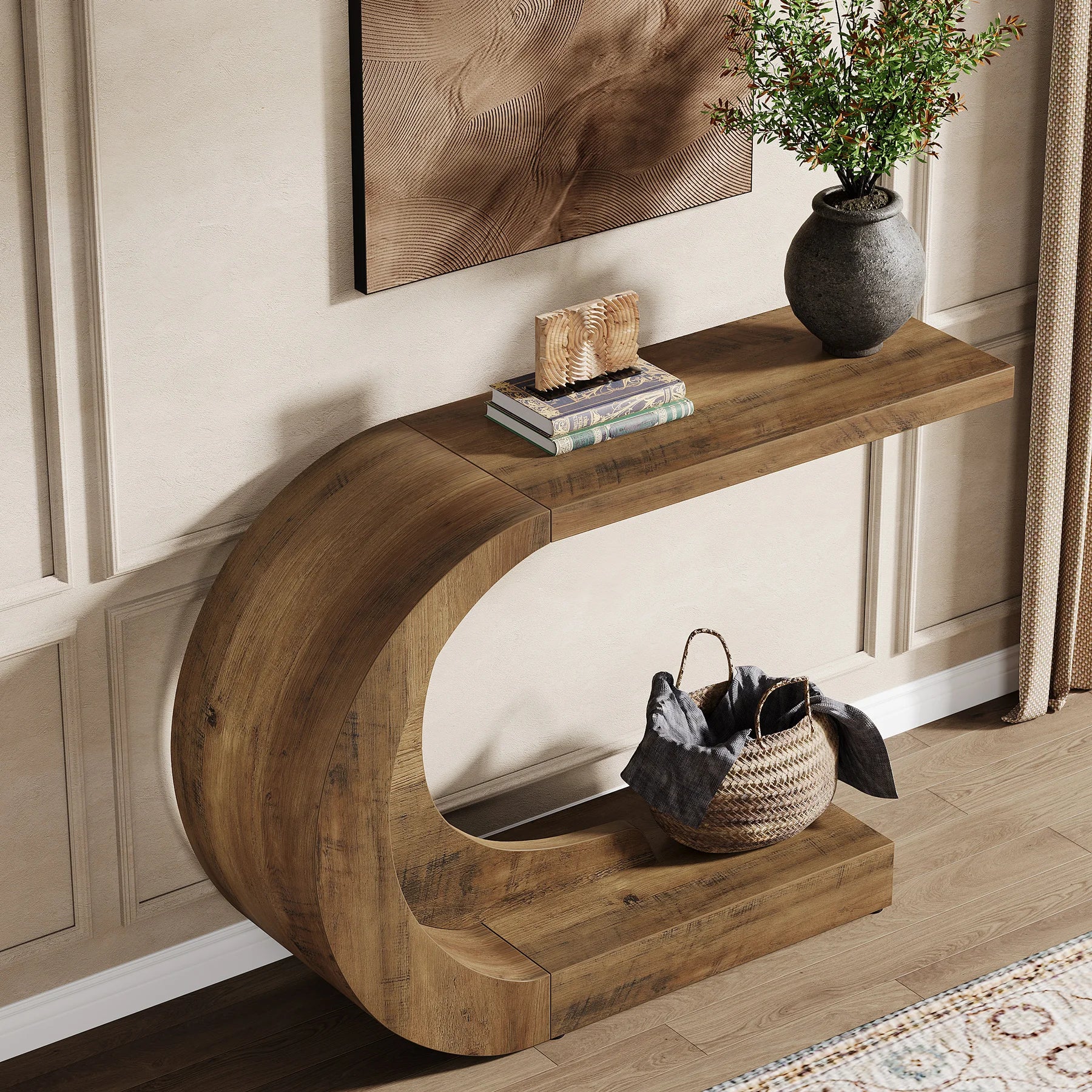 Mid-Century Modern Wooden Console Table