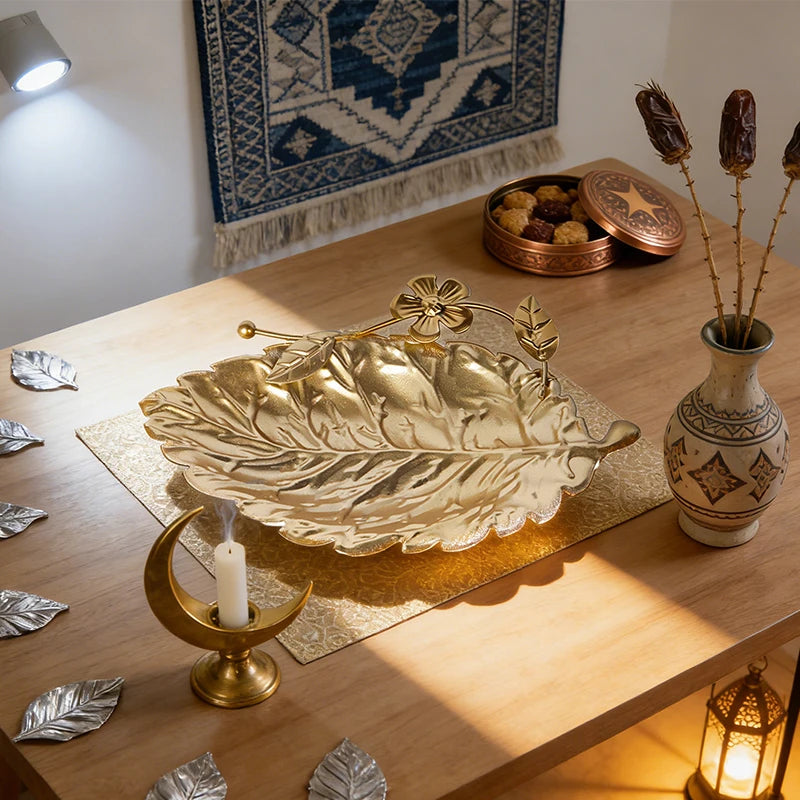Golden Metal Decorative Fruit Tray