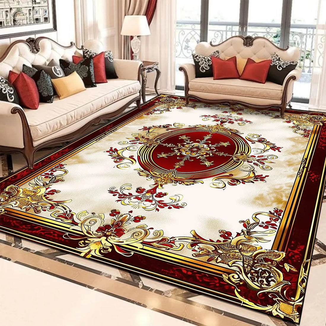 Floral Area Rug | Soft Flannel Carpet for Living Room, Bedroom & Hallway
