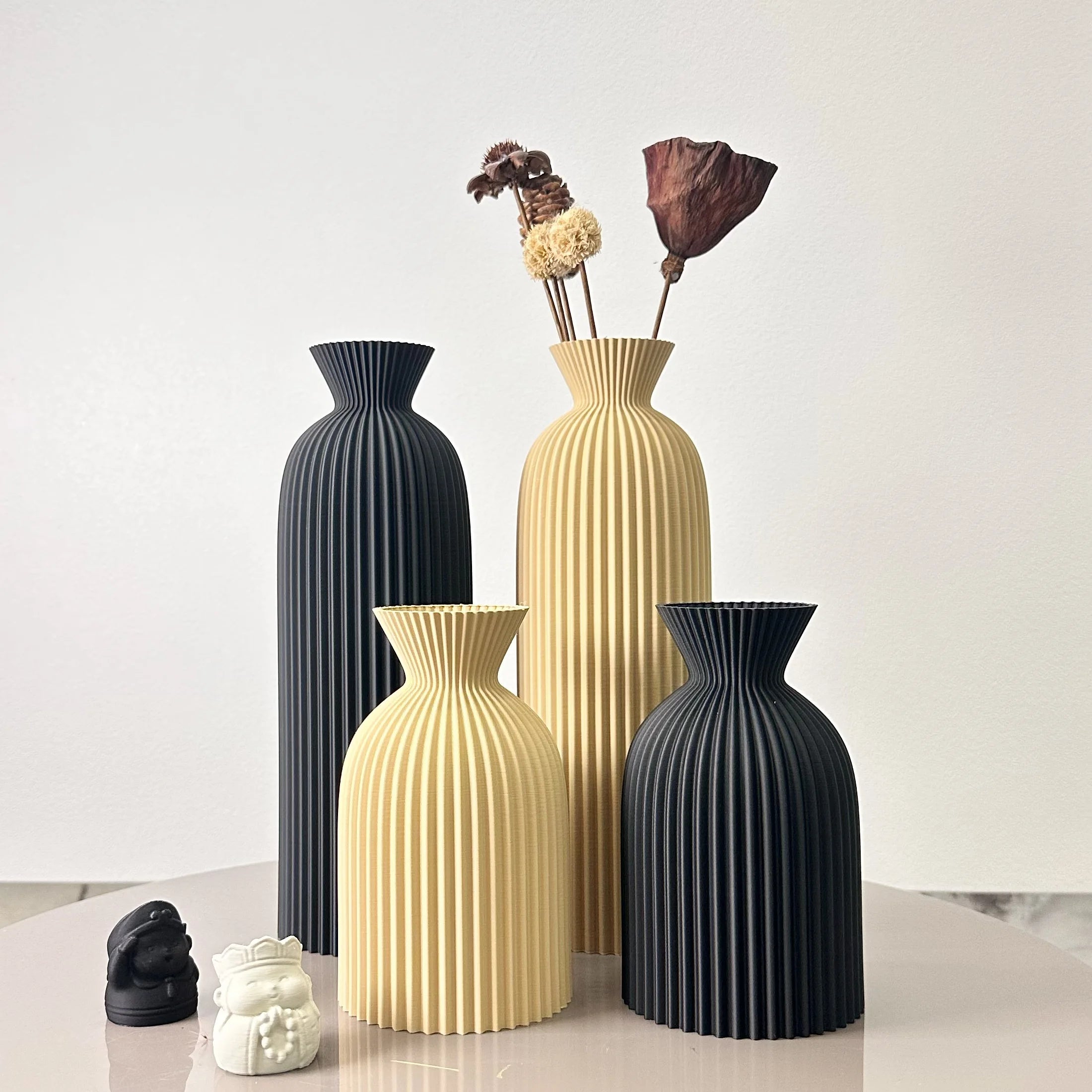 Wavy Pattern Vase Set of 2 – Dried Flower Tabletop Décor