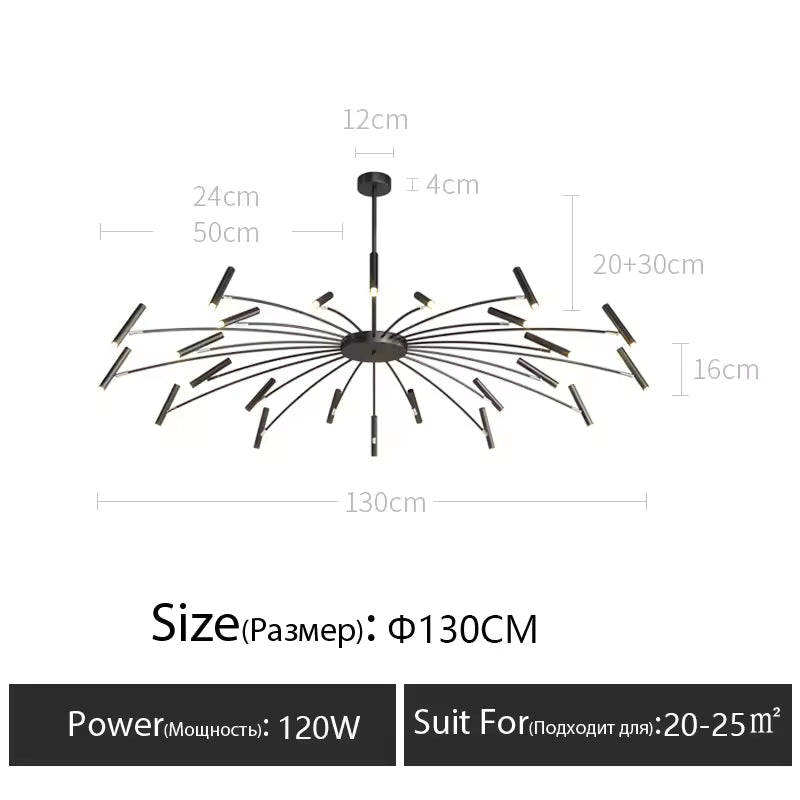 Modern Multi-Head Pendant Chandelier in Black & Gold