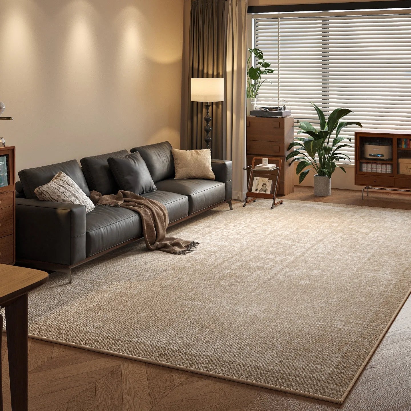 Solid Loop Pile Area Rug with TPR Non-Slip Base