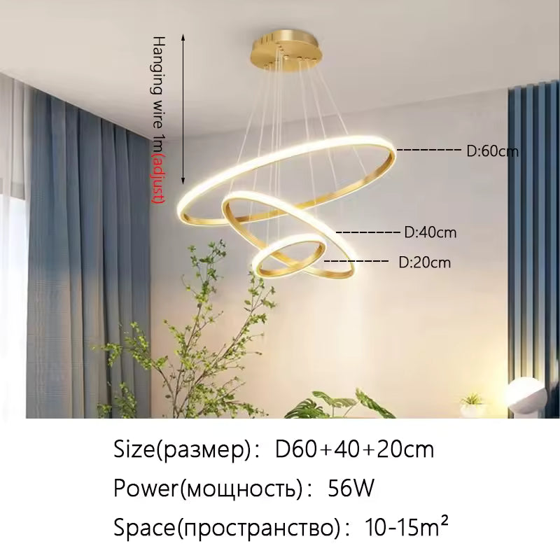 Circle Rings LED Pendant Light | Aluminum Body | Multi-Color Temperature