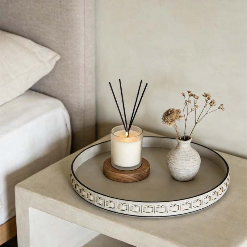 Woven Round Storage Tray with Metal Frame