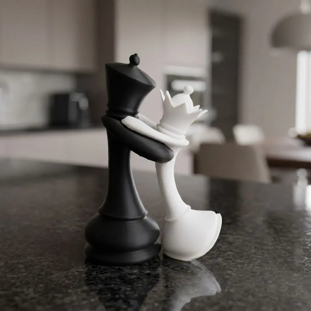 3D Printed Chess King & Queen Sculpture | Modern Desktop Décor