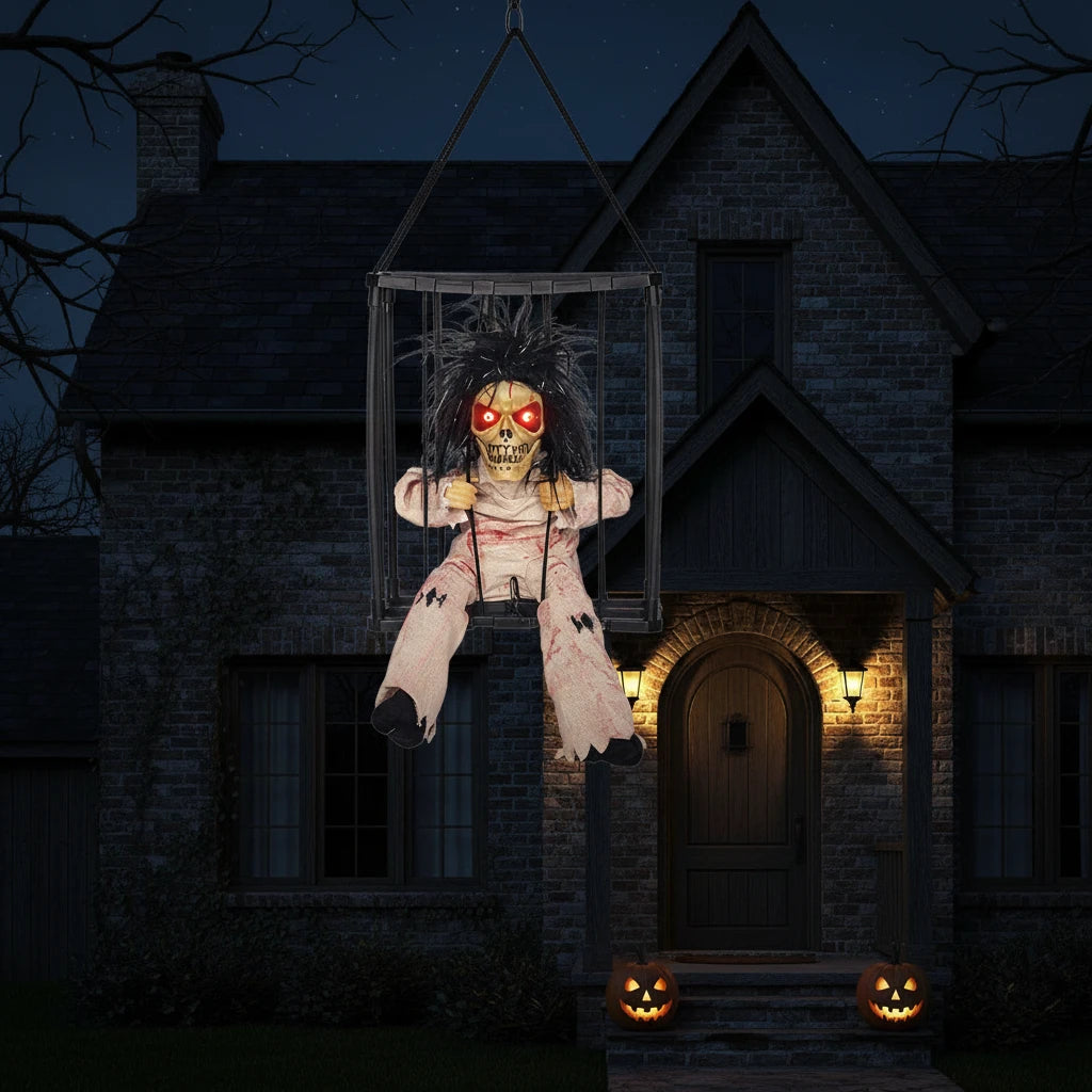Motion-Activated Skeleton Cage Halloween Decoration