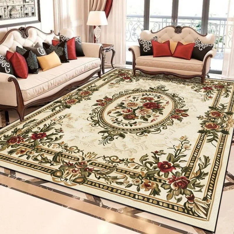 Floral Area Rug | Soft Flannel Carpet for Living Room, Bedroom & Hallway