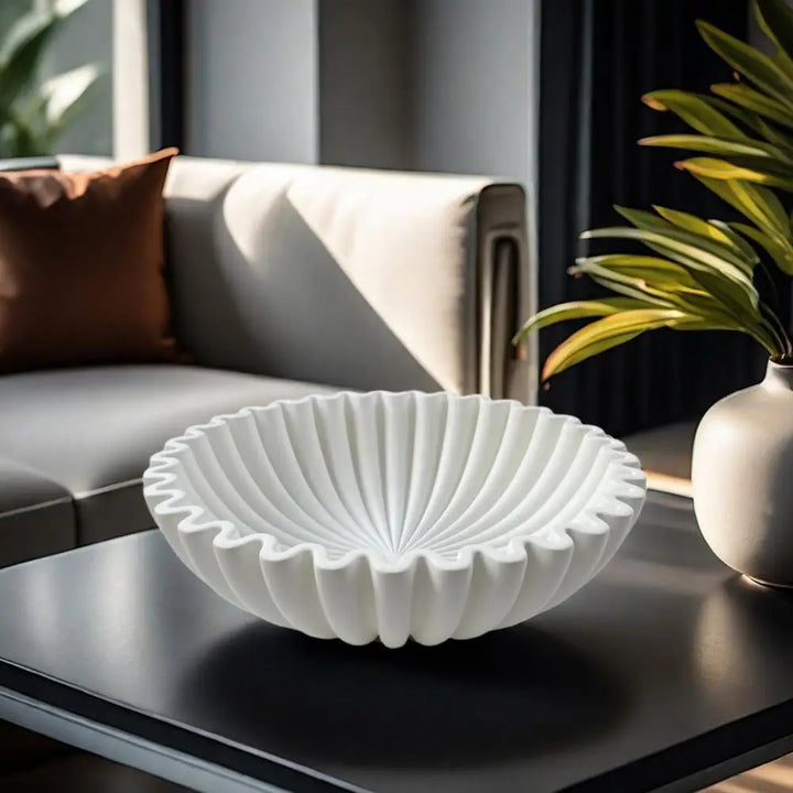 Fluted Resin Decorative Bowl