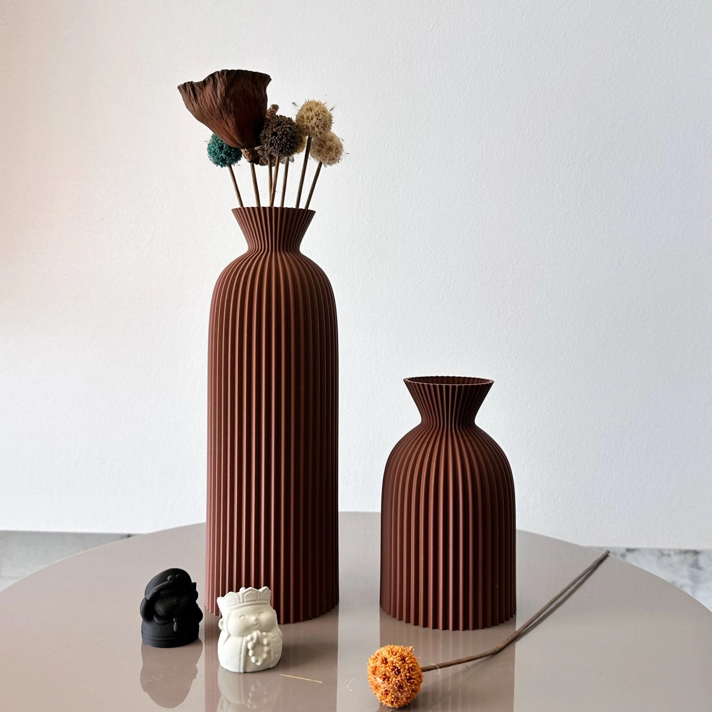 Wavy Pattern Vase Set of 2 – Dried Flower Tabletop Décor
