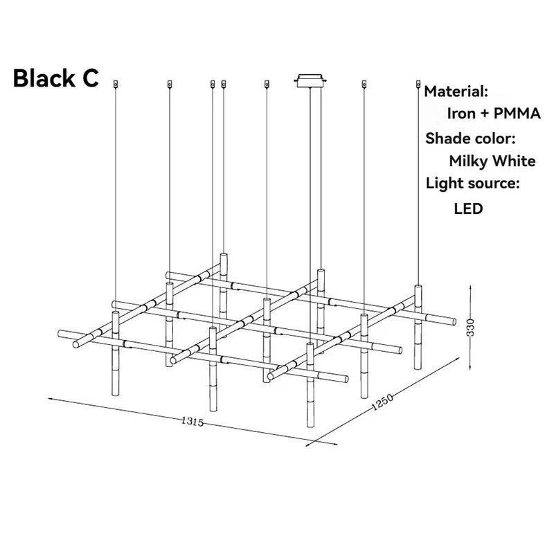 Modern Multi-Head LED Chandelier with Alloy Frame