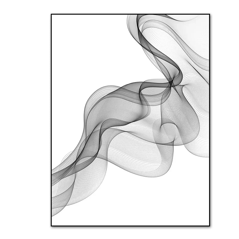 Minimalist Black & White Wavy Lines Canvas Print