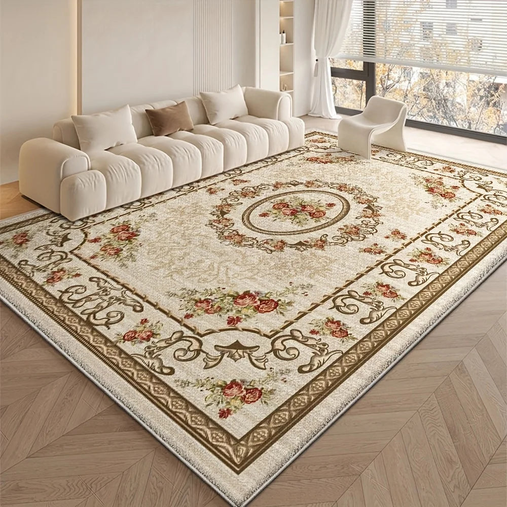 Floral Area Rug | Soft Flannel Carpet for Living Room, Bedroom & Hallway