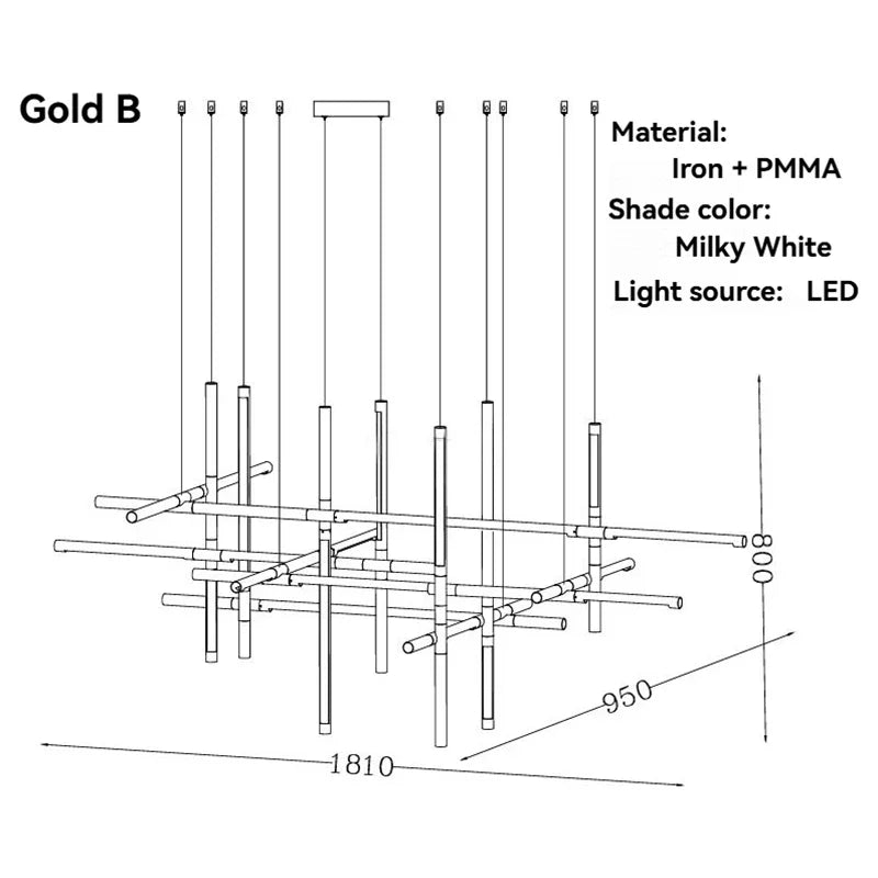 Modern Multi-Head LED Chandelier with Alloy Frame