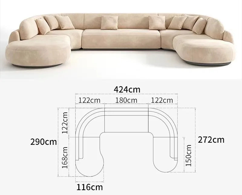 Modern U-Shaped Fabric Sofa