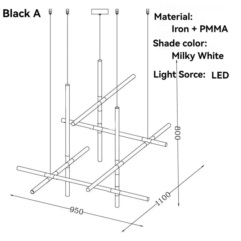 Modern Multi-Head LED Chandelier with Alloy Frame
