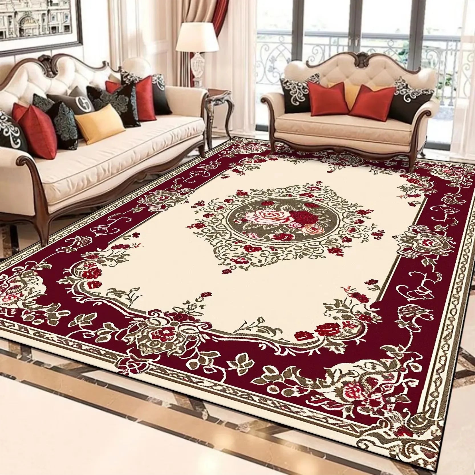Floral Area Rug | Soft Flannel Carpet for Living Room, Bedroom & Hallway