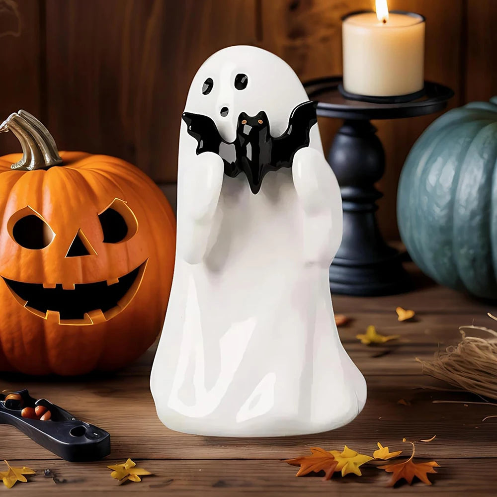 Kawaii Ghost Resin Mini Statue | Halloween Shelf Decor