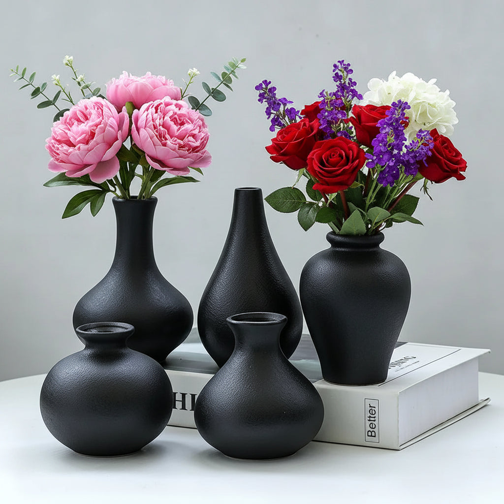 Matte Ceramic Vase Set (5 Pieces)