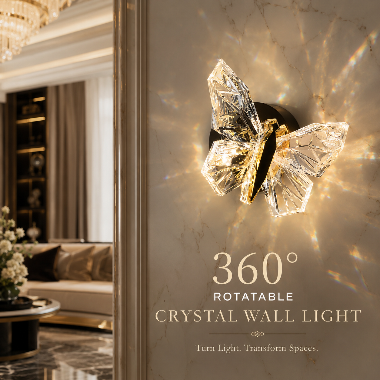 LED Butterfly Wall Sconce with 360° Rotation